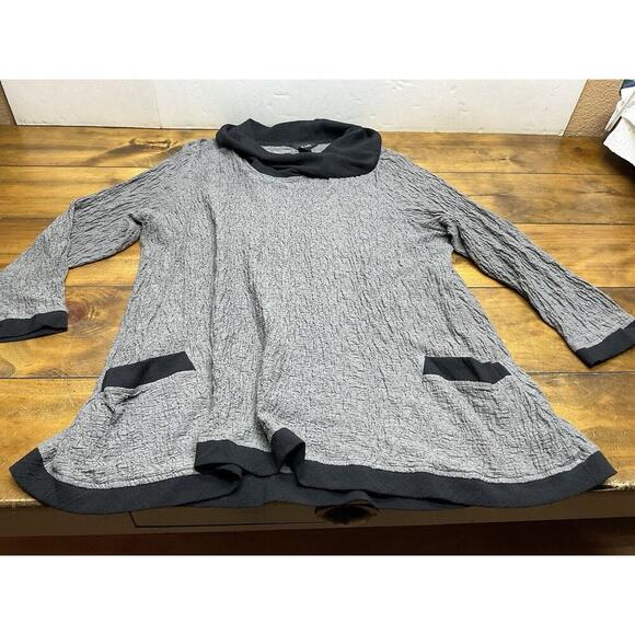 Ali Miles Tunic Top Shirt Size 3X Stretch Pockets Crinkle Cowl Neck Blouse - Picture 6 of 9